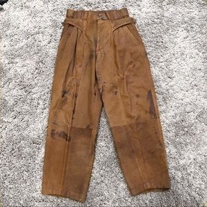 Vintage Distressed Men’s Tan Leather Pants